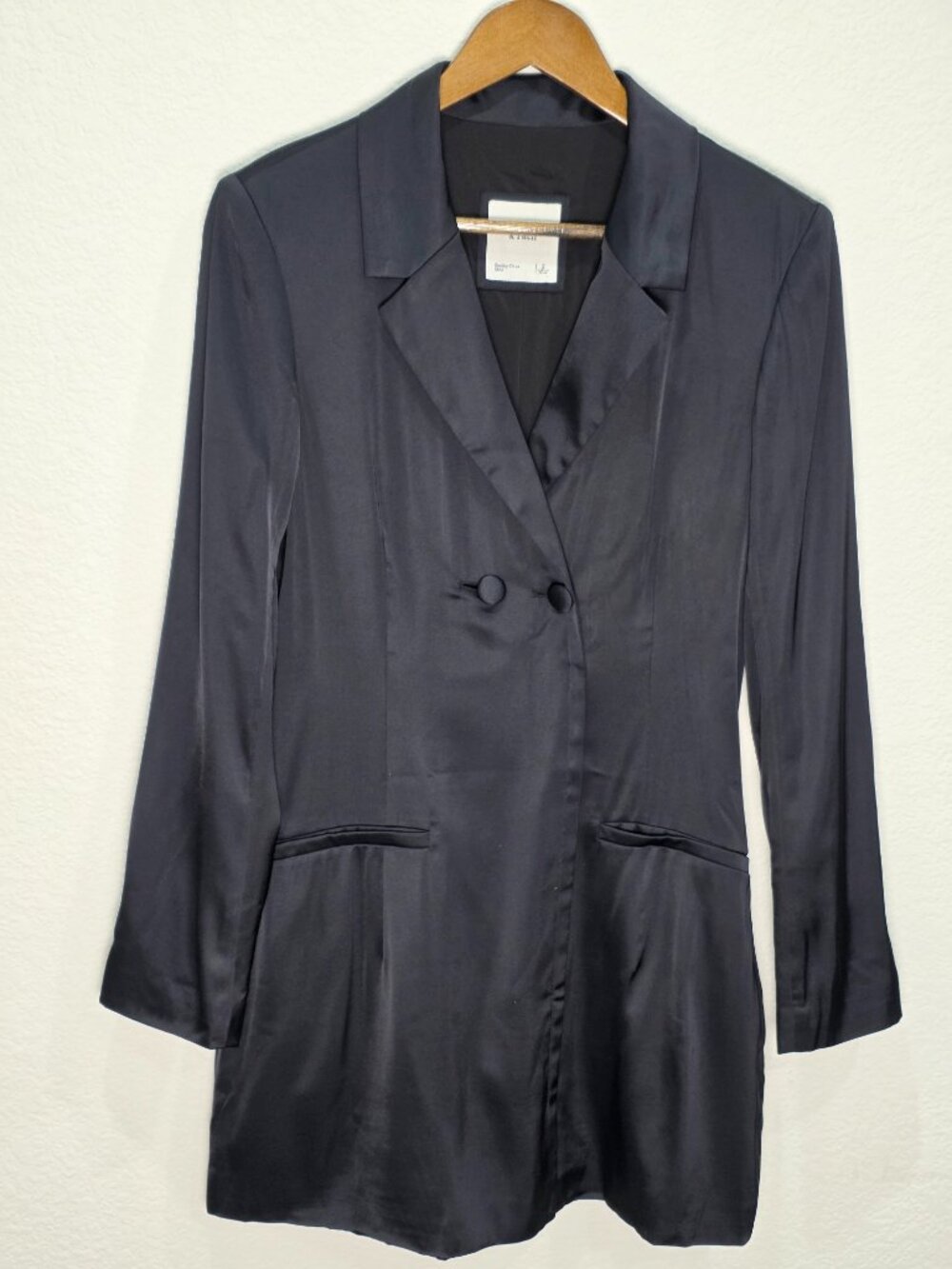Abercrombie & Fitch Black Satin Blazer Mini Dress Size Small Long Sleeve